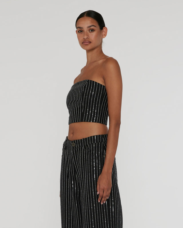 ROTATE Birger Christensen - Sequin Twill Crop Top