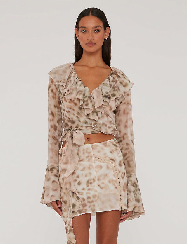 ROTATE Birger Christensen - Chiffon Frill Wrap Top