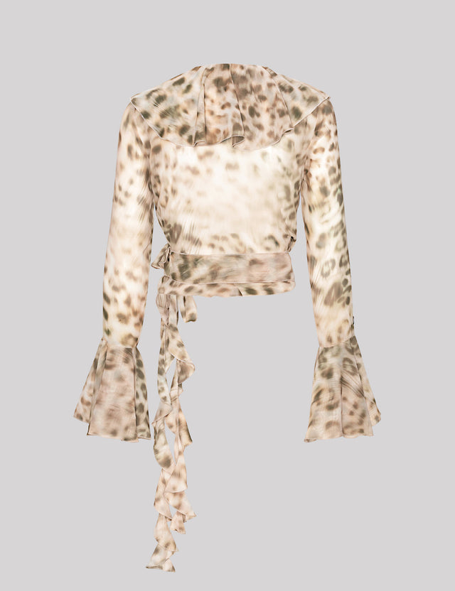 ROTATE Birger Christensen - Chiffon Frill Wrap Top