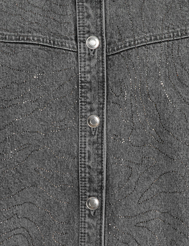 ROTATE Birger Christensen - Rhinestone Denim Shirt